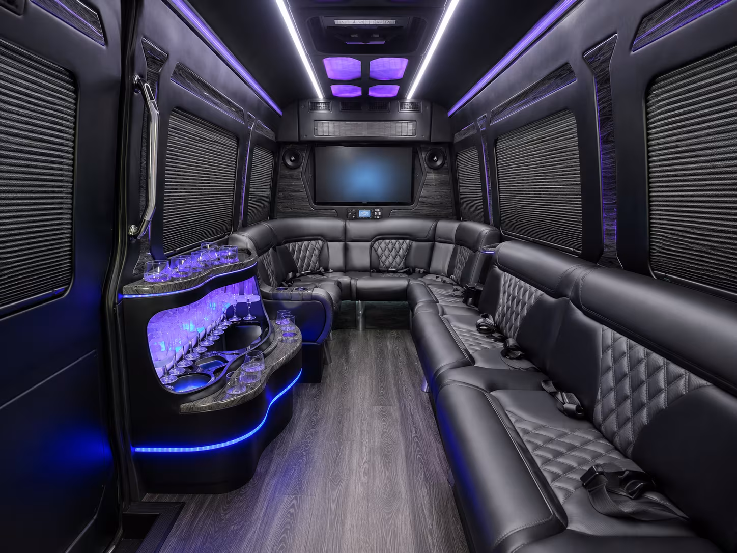 avondale 28 passenger party bus inside